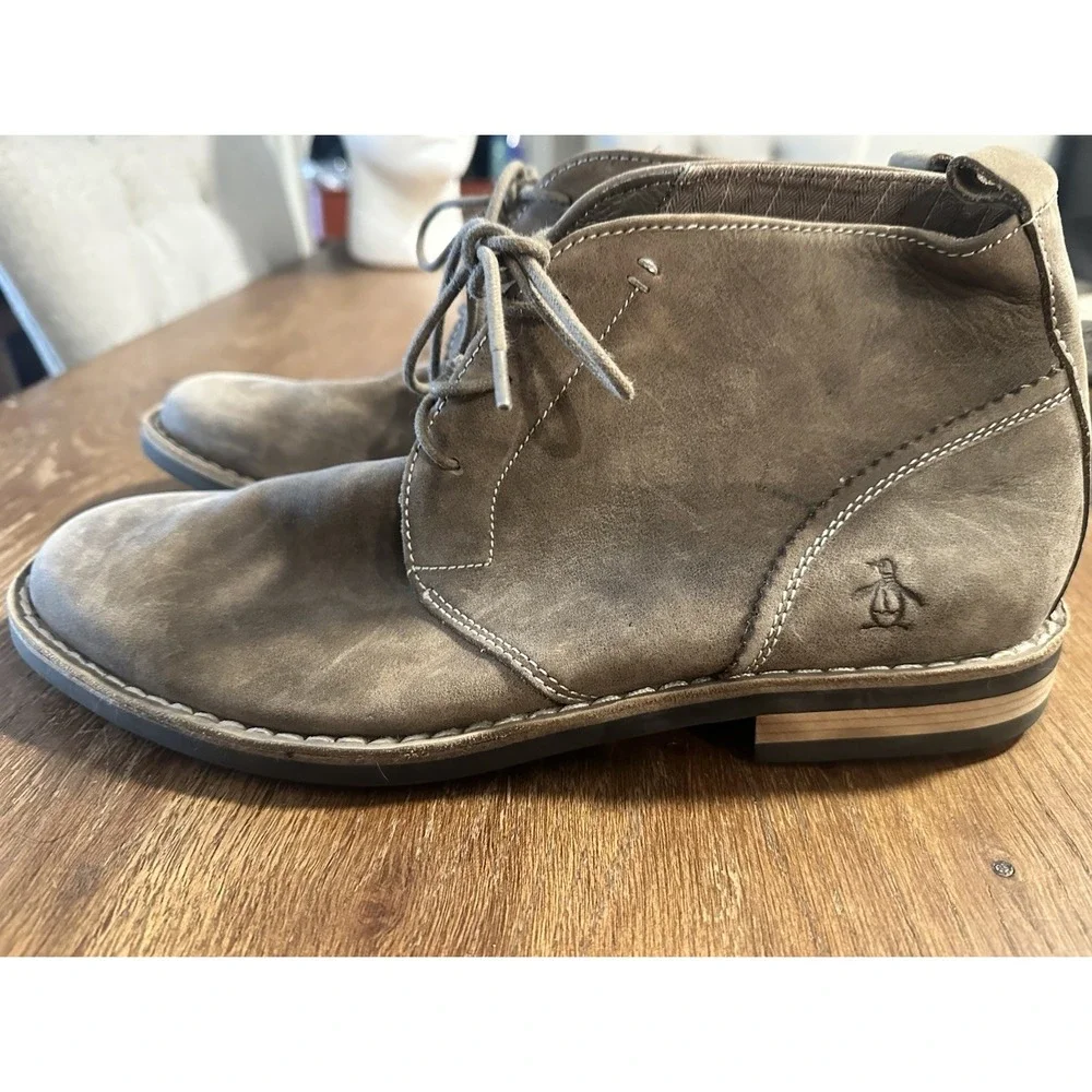 Penguin Chukka Boots Mens 10.5 Brown Suede Merle Ankle Boots Distressed UK 9.5